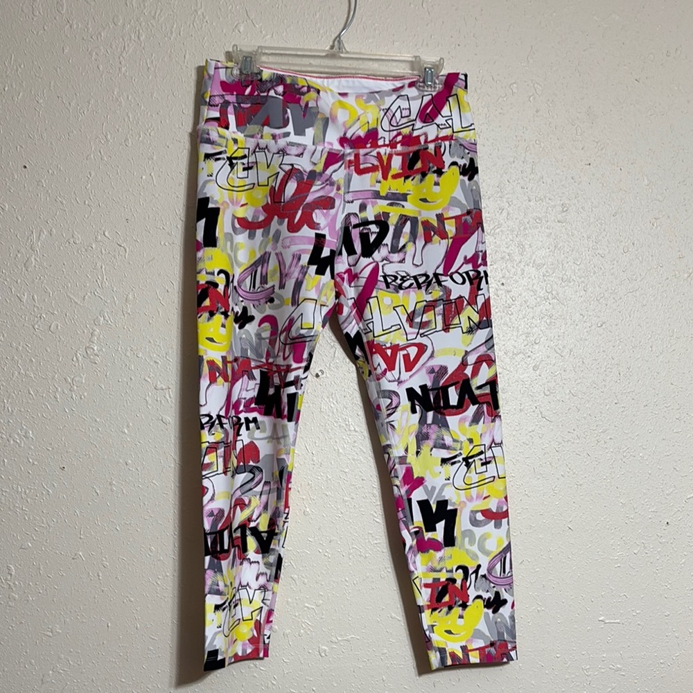 Calvin Klein Performance White and Yellow Leggings Vibrant Design